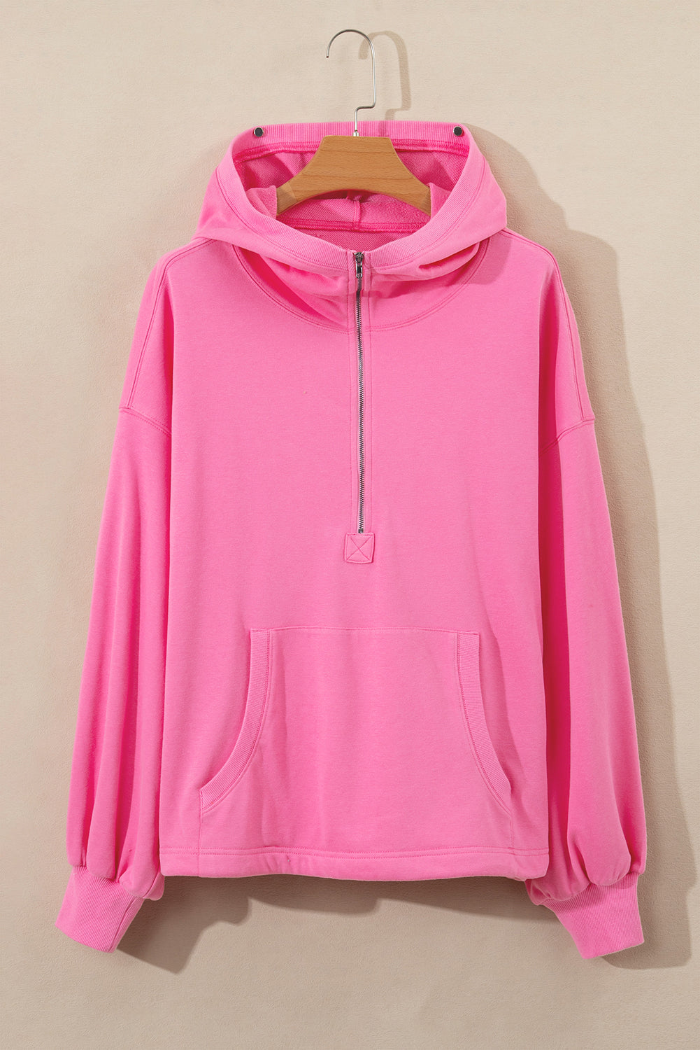 Solid Kangaroo Pocket Oversized Hoodie