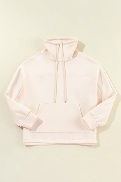 Drawstring Turtleneck Kangaroo Pocket Sweatshirt