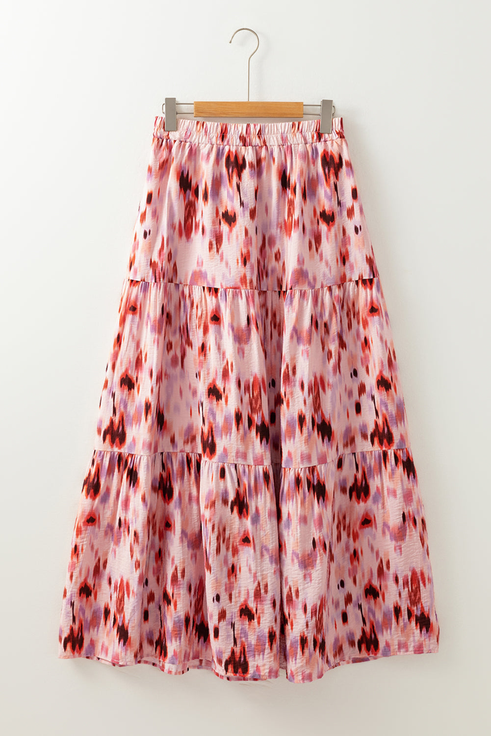 Abstract Tie-Dye Tiered Maxi Skirt