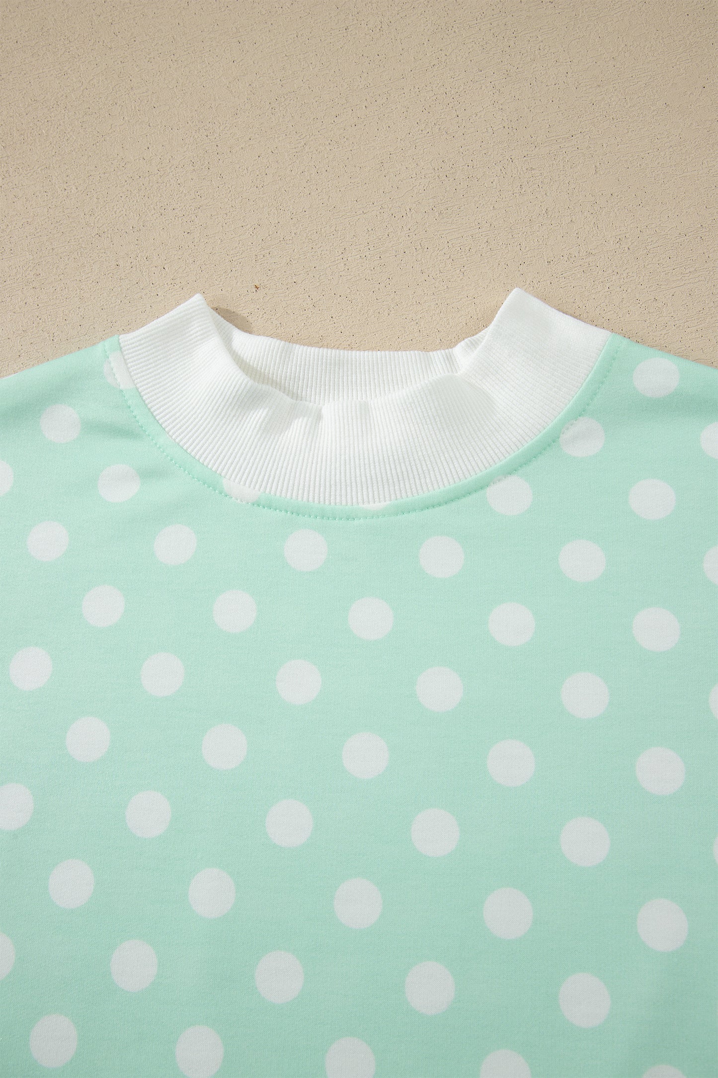 Polka Dot Colorblock Mock Neck & Shorts Set