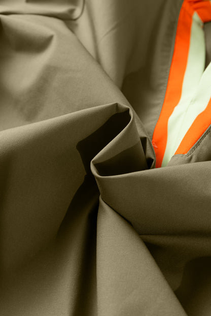 Stripe Trim Ruffle Split Neck Long Sleeve Blouse