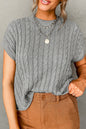 Cable Knit Short Sleeve Sweater