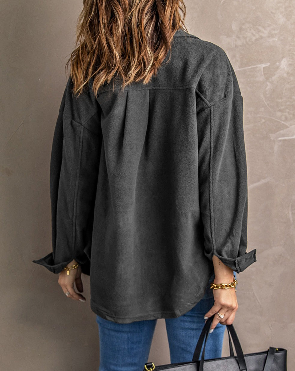 Fleece Button Front Shirt Jacket