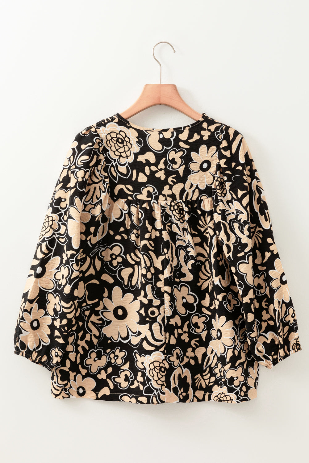 Floral 3/4 Sleeve Split Neck Blouse