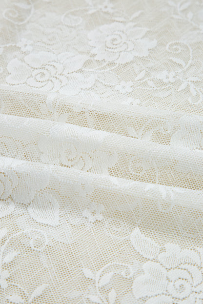 Floral Lace Sheer Mesh Long Sleeve Top