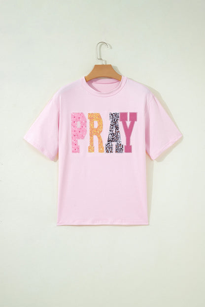 PRAY Sequin Leopard Short Sleeve Graphic Tee