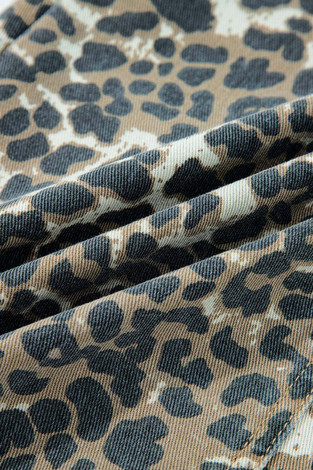 Leopard Denim Pocketed Mini Dress