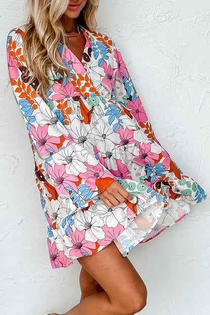 Floral Bell Sleeve Mini Dress