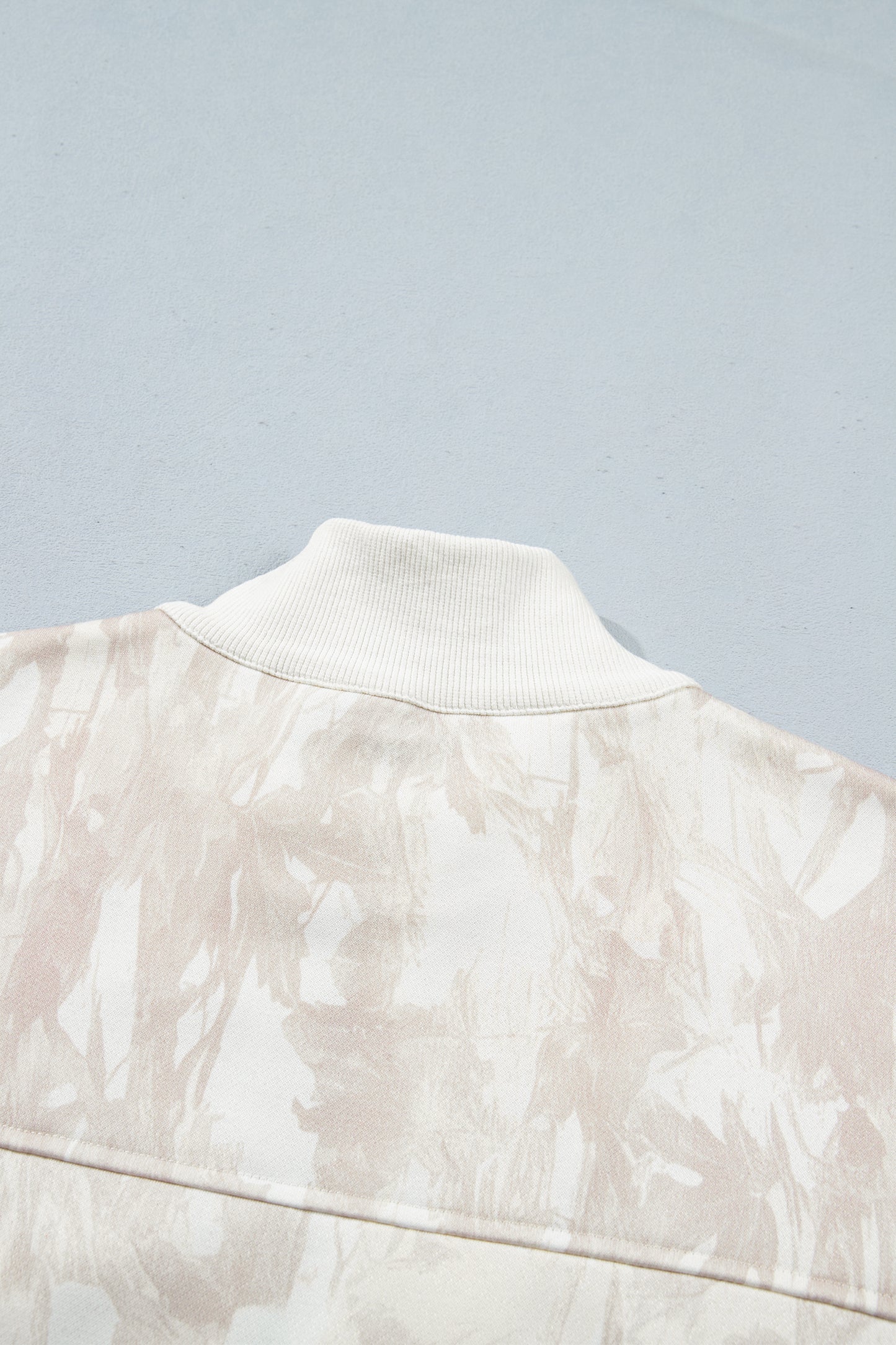 Camo Quarter-Zip Drop Shoulder Long Sleeve Sweatshirt