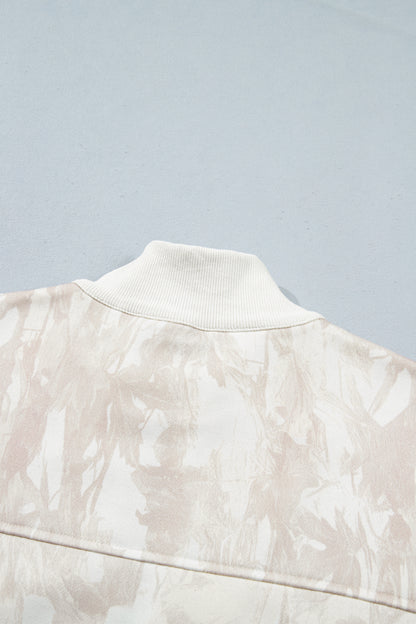 Camo Quarter-Zip Drop Shoulder Long Sleeve Sweatshirt