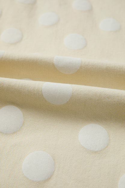 Polka Dot Denim Raw Hem High Waist Jeans