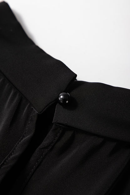 Lace Patchwork Sleeve Keyhole Neckline Blouse