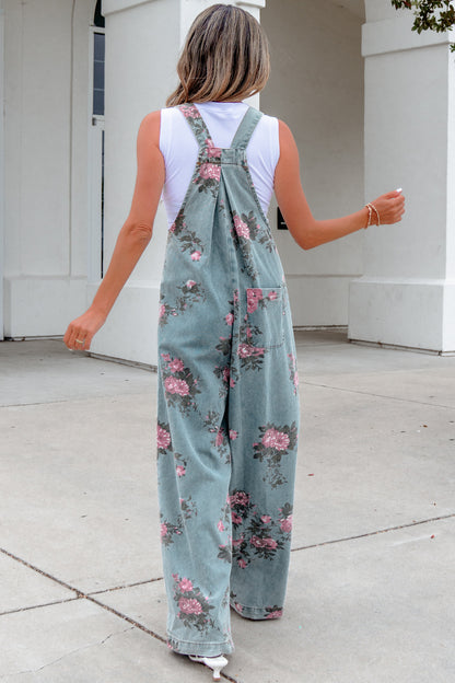 Floral Pleated High Waist Wide Leg Jumpsuit