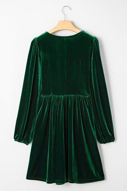 Bow Tie Velvet High Waist Mini Dress