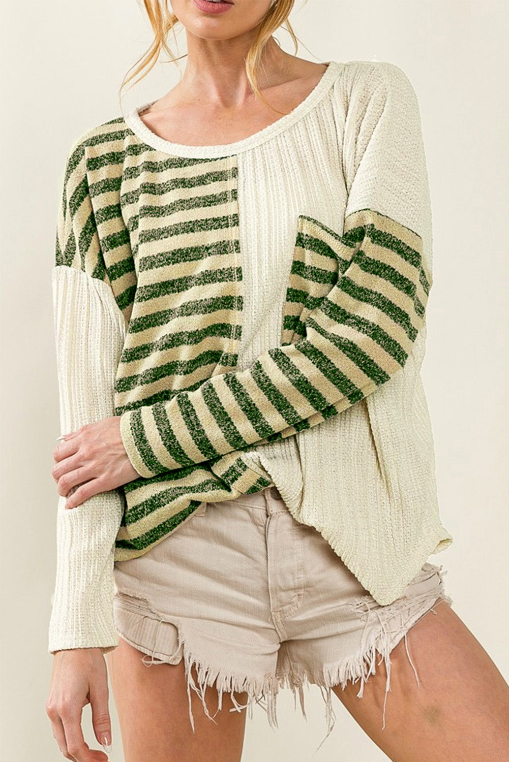 Stripe Colorblock Long Sleeve Top