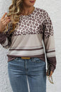 Leopard Stripe Long Sleeve Top Plus Size