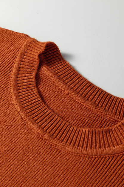 Colorblock Ribbed Knit Long Sleeve Sweater