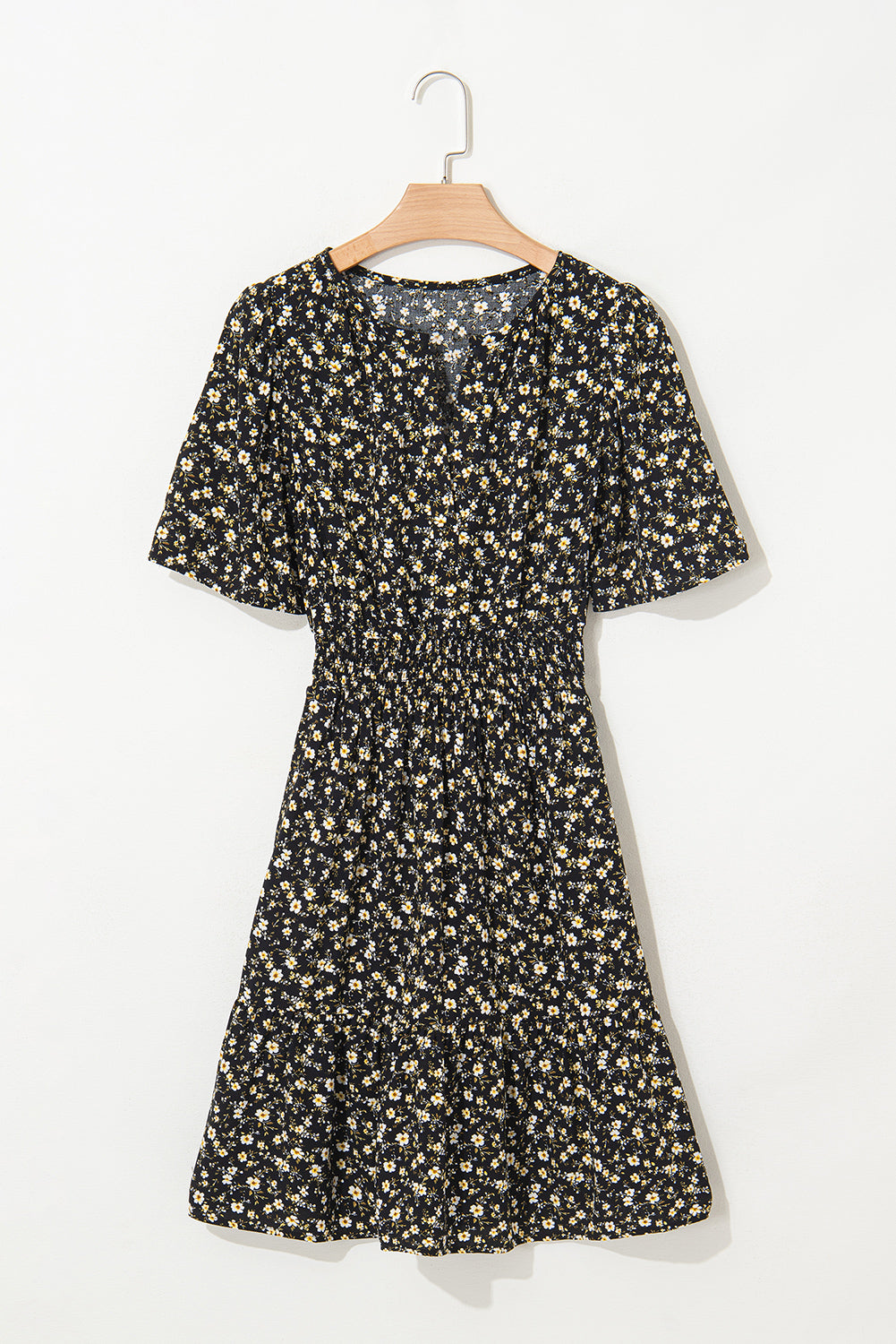 Floral Wrap V-Neck Short Sleeve Mini Dress