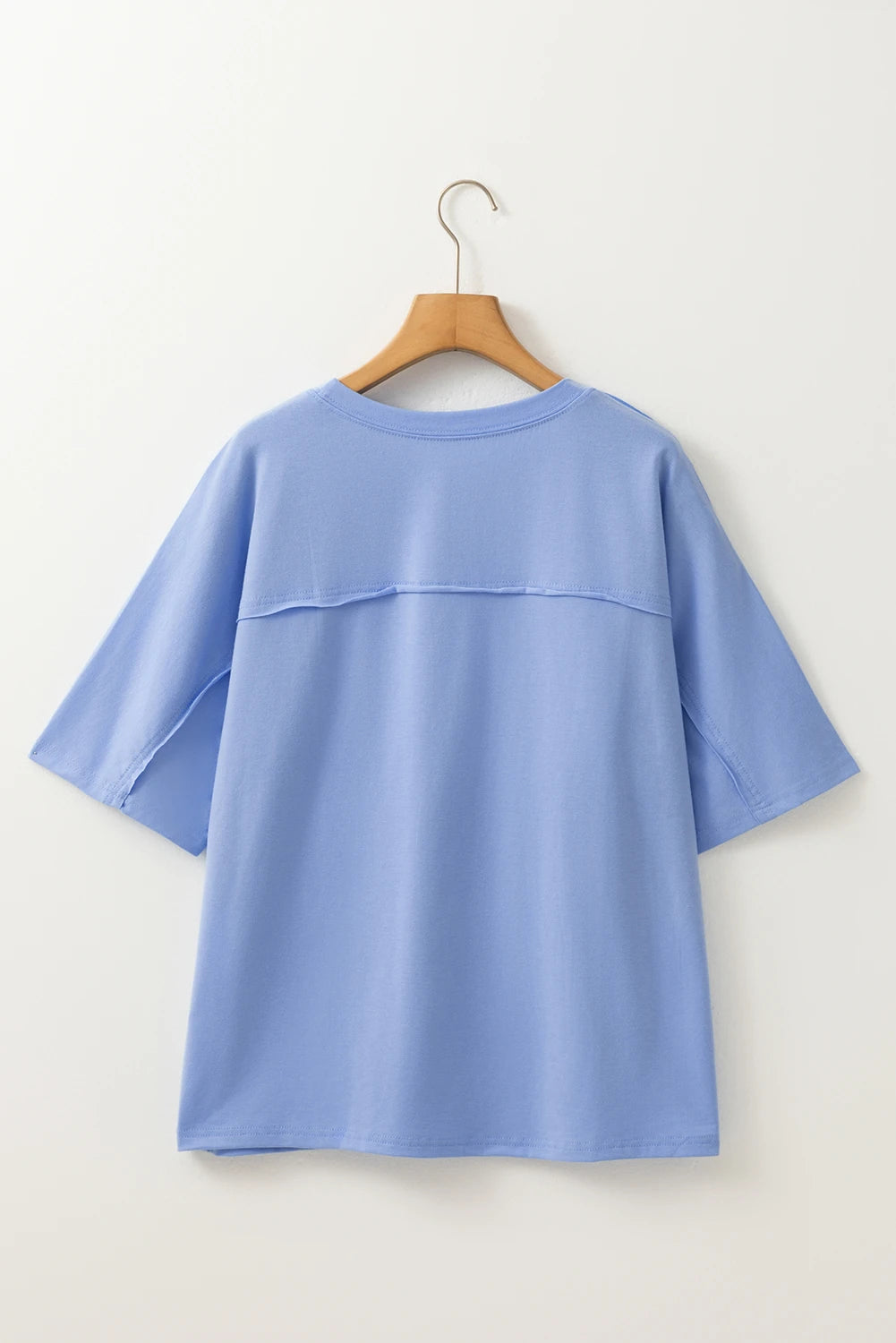 Floral Patch Exposed Stitching Crew Neck Tee