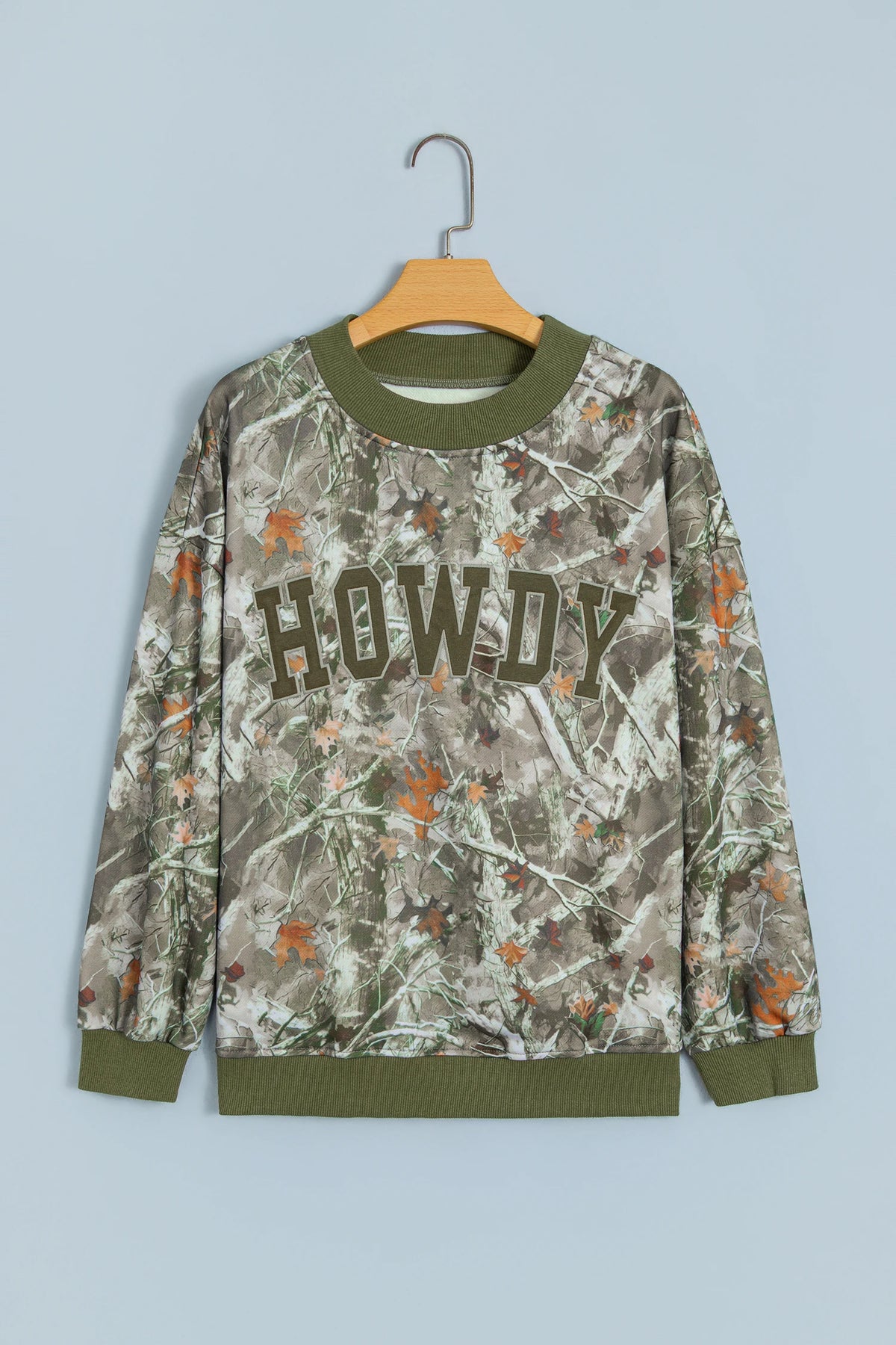 MALLARD/HOWDY Letter Print Baggy Mock Neck Sweatshirt