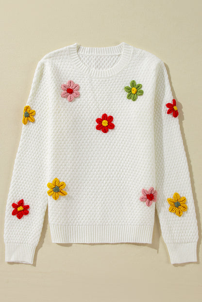 Floral Textured Knit Sweater