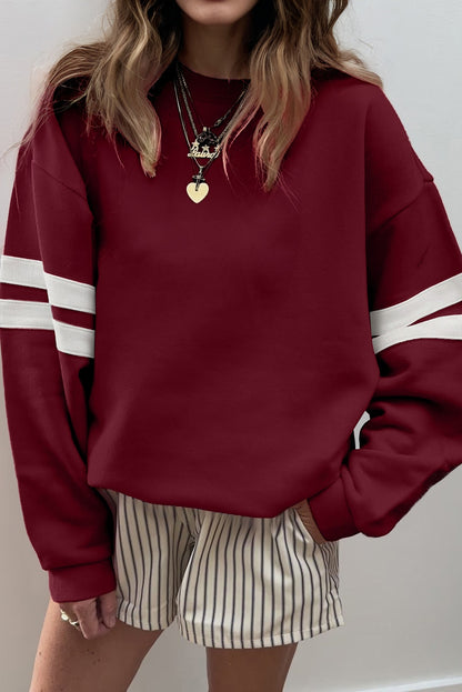 Varsity Stripe Drop Shoulder Oversized Sweatshirt