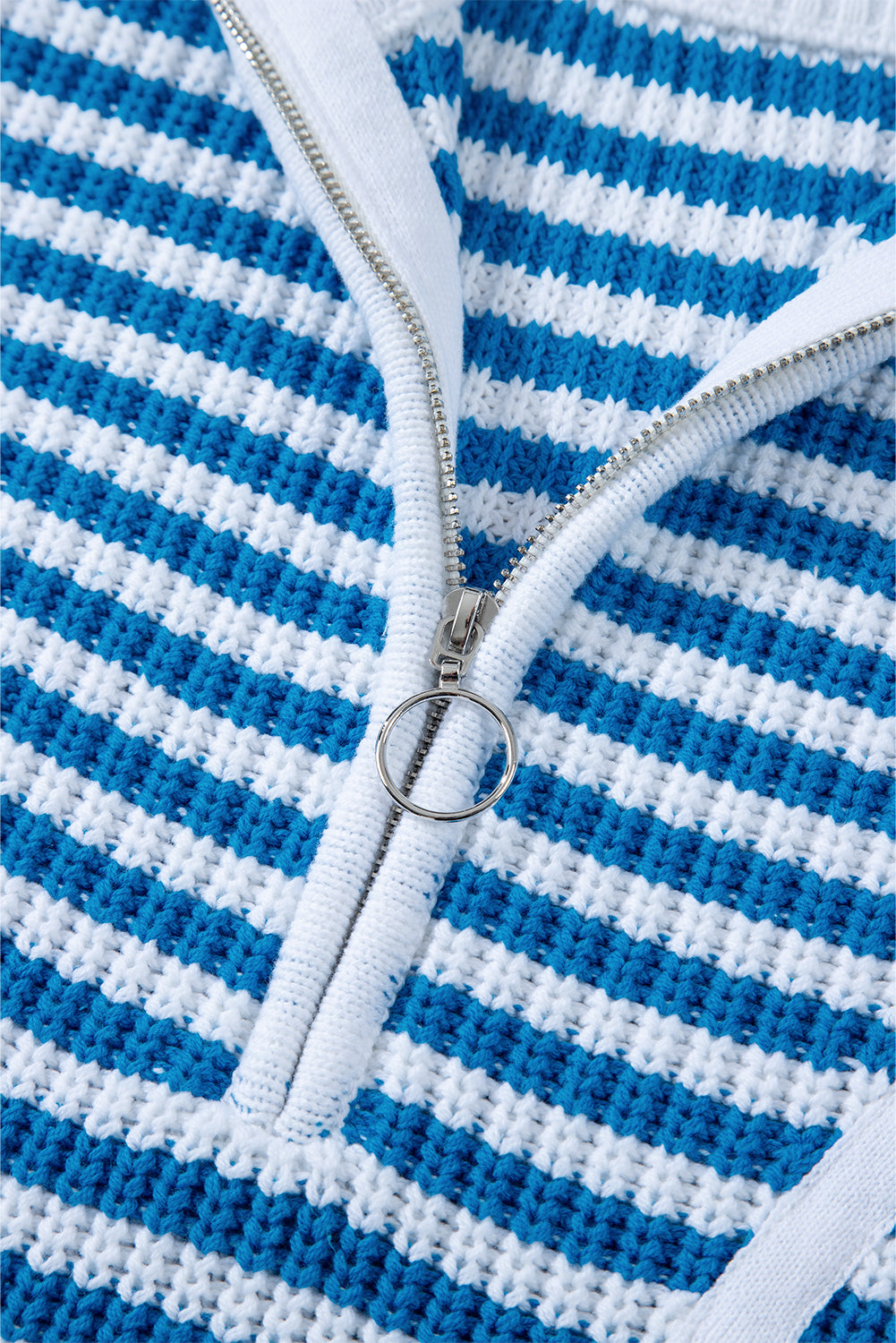 Stripe Half Zip Collared Sweater