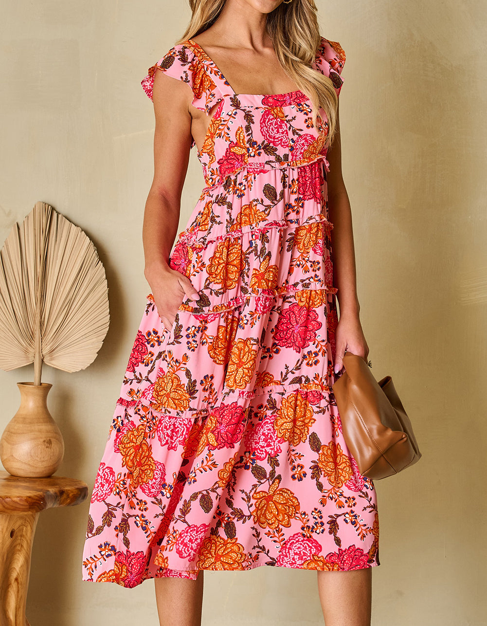 Floral Ruffle Tiered Midi Dress