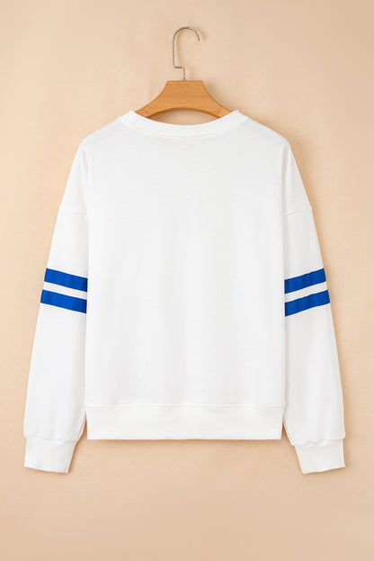 Varsity Stripe Drop Shoulder Oversized Sweatshirt