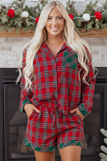 Christmas Plaid Patchwork Pajama Set
