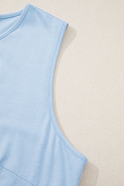 Plus Size Solid Bow-Tie Peplum Tank Top