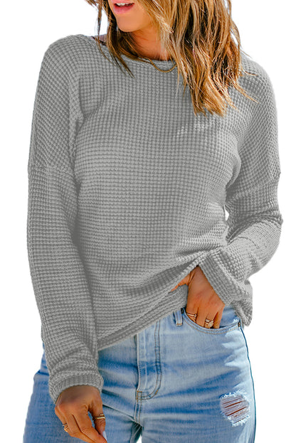 Waffle Knit Long Sleeve Top