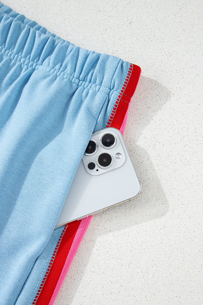 Colorblock Stripe Top and Shorts Set