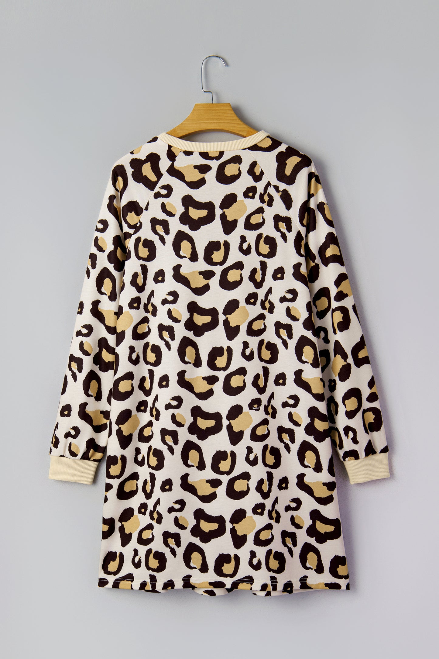 Leopard Long Sleeve T-Shirt Dress w/ Pockets