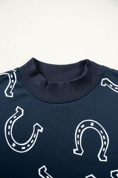 Western Horseshoe Graphic Mock Neck Sweatshirt