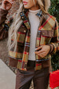 Plaid Button Stand Neck Jacket