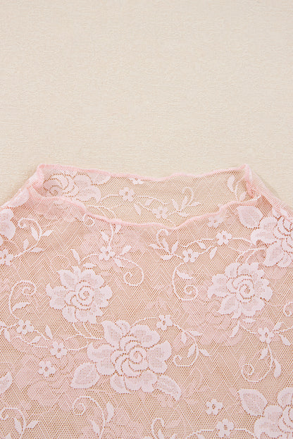 Floral Lace Sheer Mesh Long Sleeve Top
