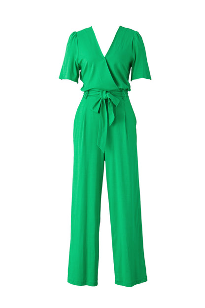 Wrap V-Neck Belted Jumpsuit