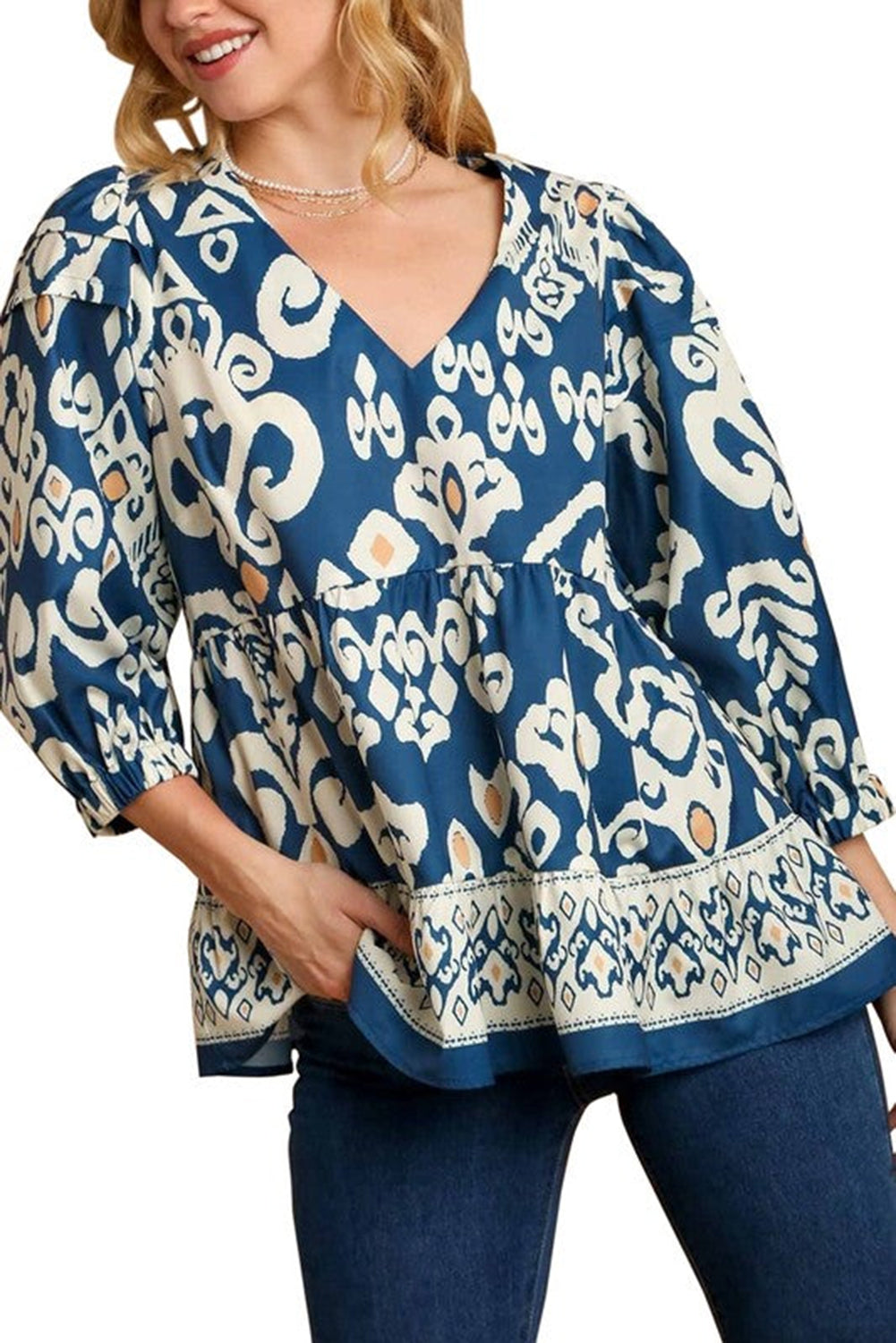 Tribal Geometric 3/4 Sleeve Blouse