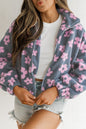 Floral Zip up Sherpa Jacket