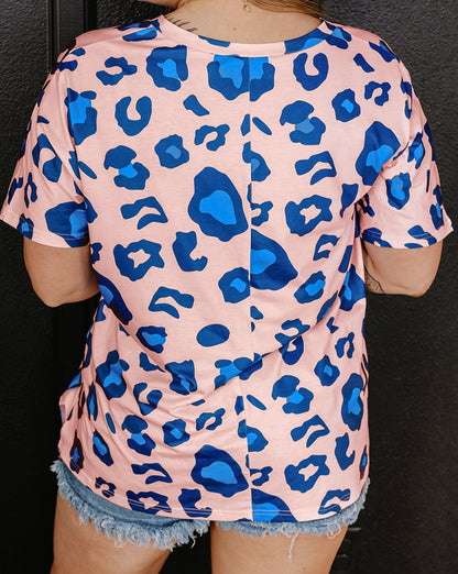 Leopard V-Neck Tee Plus Size