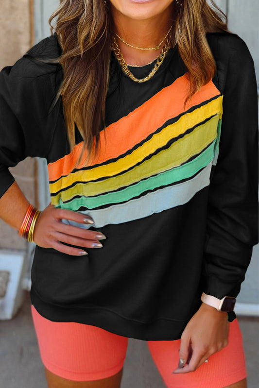 Colorblock Stripe Sweatshirt Plus Size