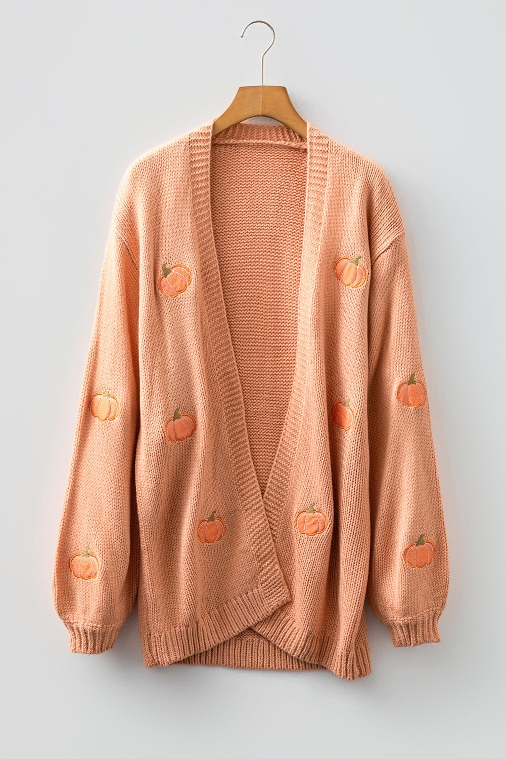 Christmas Tree Pumpkin Open Front Drop Shoulder Cardigan