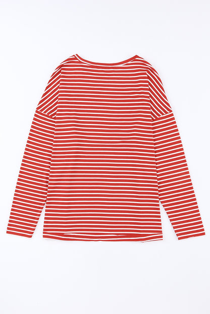 Stripe Exposed Seam Long Sleeve Top