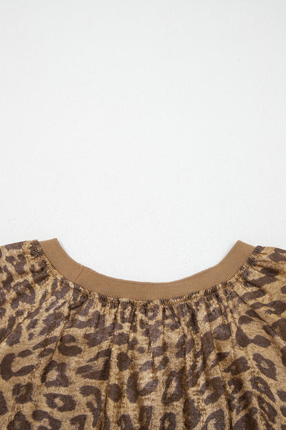 Metallic Leopard 3/4 Sleeve Blouse