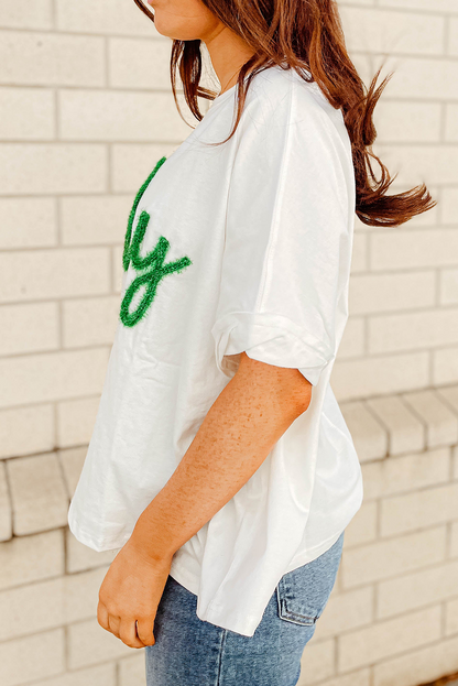 Lucky Tinsel Embroidered Tee