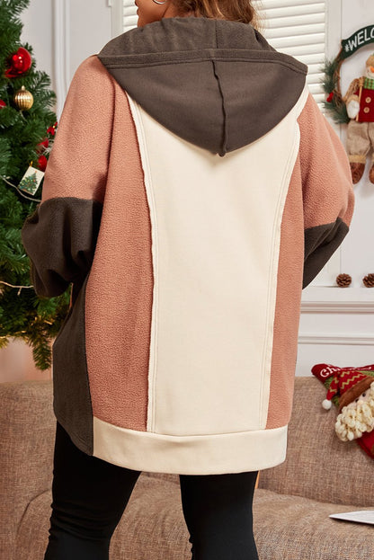 Plus Size Colorblock Reverse Seam Hoodie