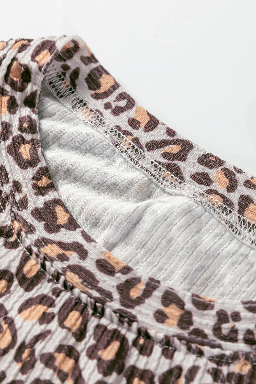 Leopard Ribbed Long Sleeve Top and Shorts Set