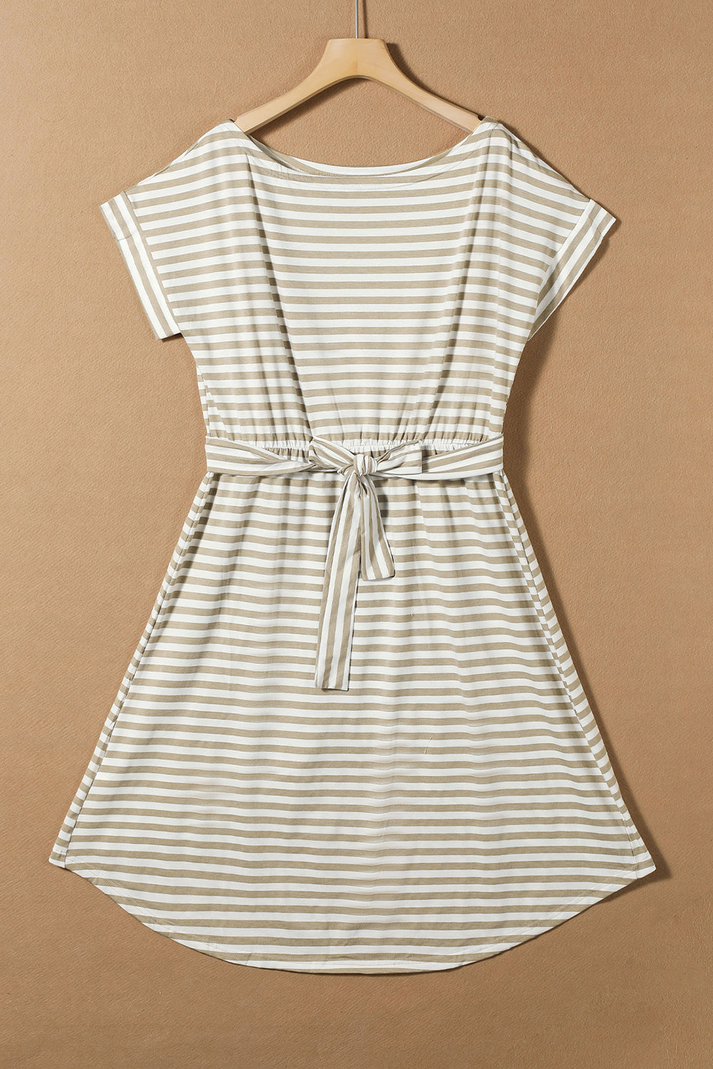 Stripe Short Sleeve Wrap T-Shirt Dress