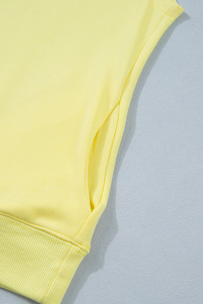 Solid Mock Neck Cap Sleeve Oversized Top